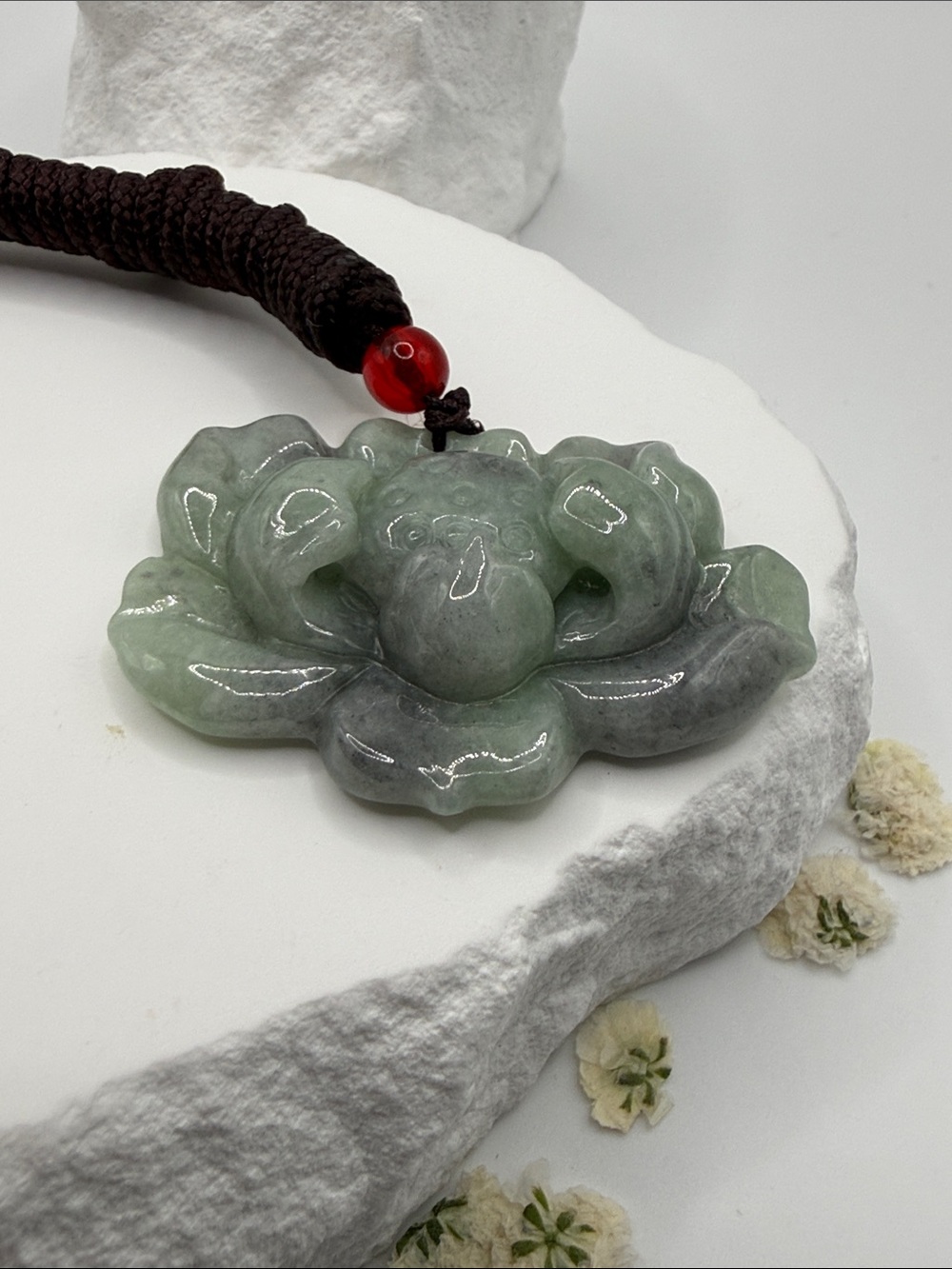 Green Jade Lotus Pendant Necklace - Elegant Women’s Jewelry